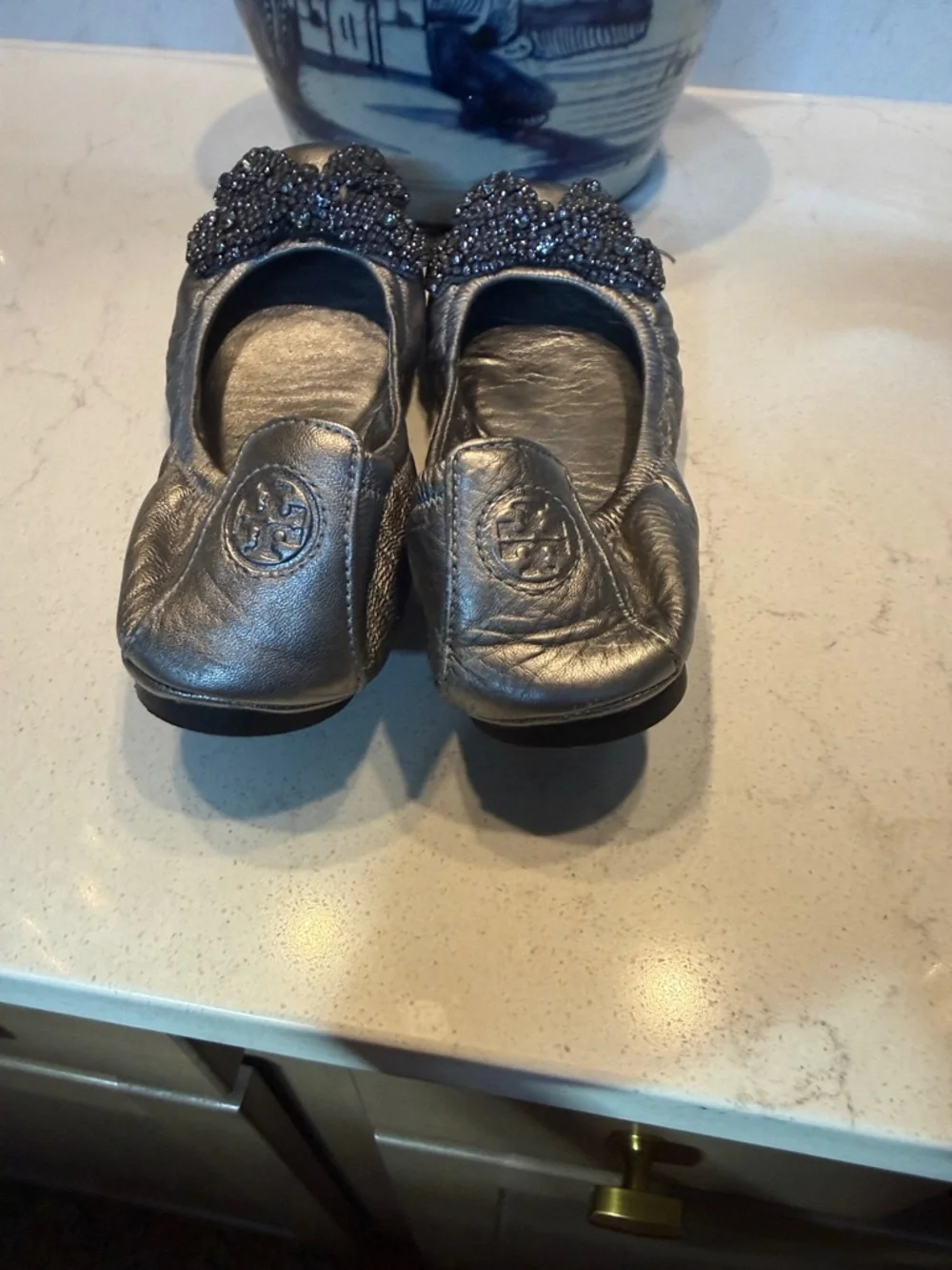 Tory Burch gunmetal leather